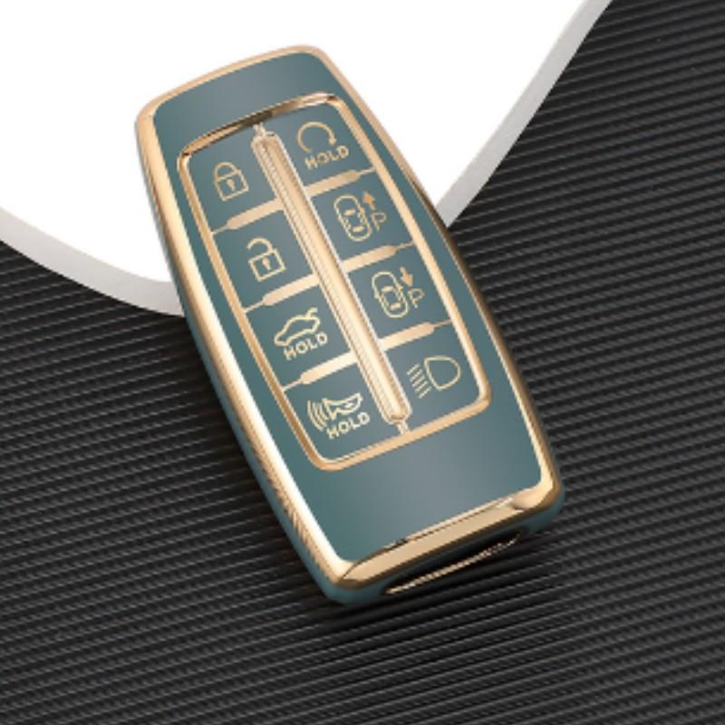 Ny mote TPU bilfjernkontrollnøkkeldeksel for Hyundai Genesis G80 GV70 GV80 2019 2020 8-knapps beskyttelse Nøkkelløs Fob-tilbehør