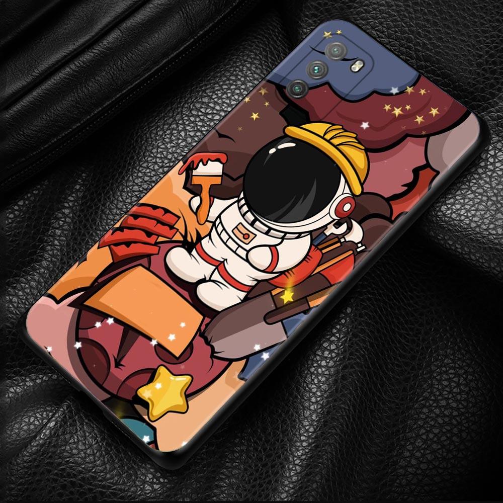 Cute Star Planet Astronaut Case For Xiaomi POCO X3 M3 Pro X3 NFC X3 F3 GT F1 Cover for Mi Civi 11T 10T Pro 9T 11 Note 10 Lite