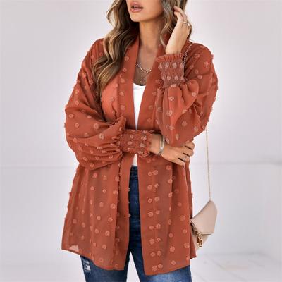 Cardigan décontracté en mousseline de soie pour femme, haut fin, couleur unie, ample, élégant, printemps 2023, 26571