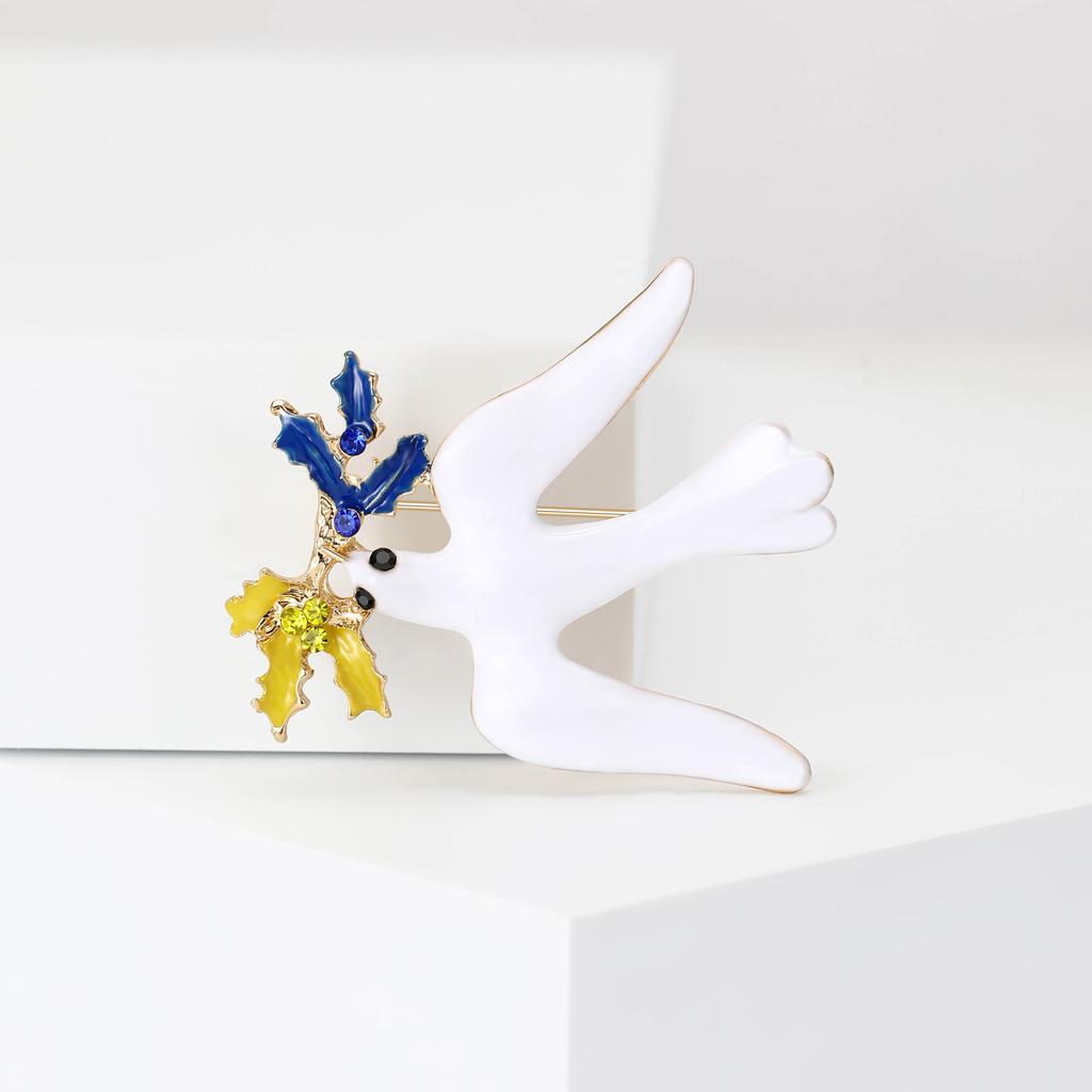 Strass Ukrainische Friedenstaube Broschen für Frauen Unisex Tier Vogel Anstecknadeln Event Lustig Luxus Geschenke Neues Jahr Freunde Dekoration