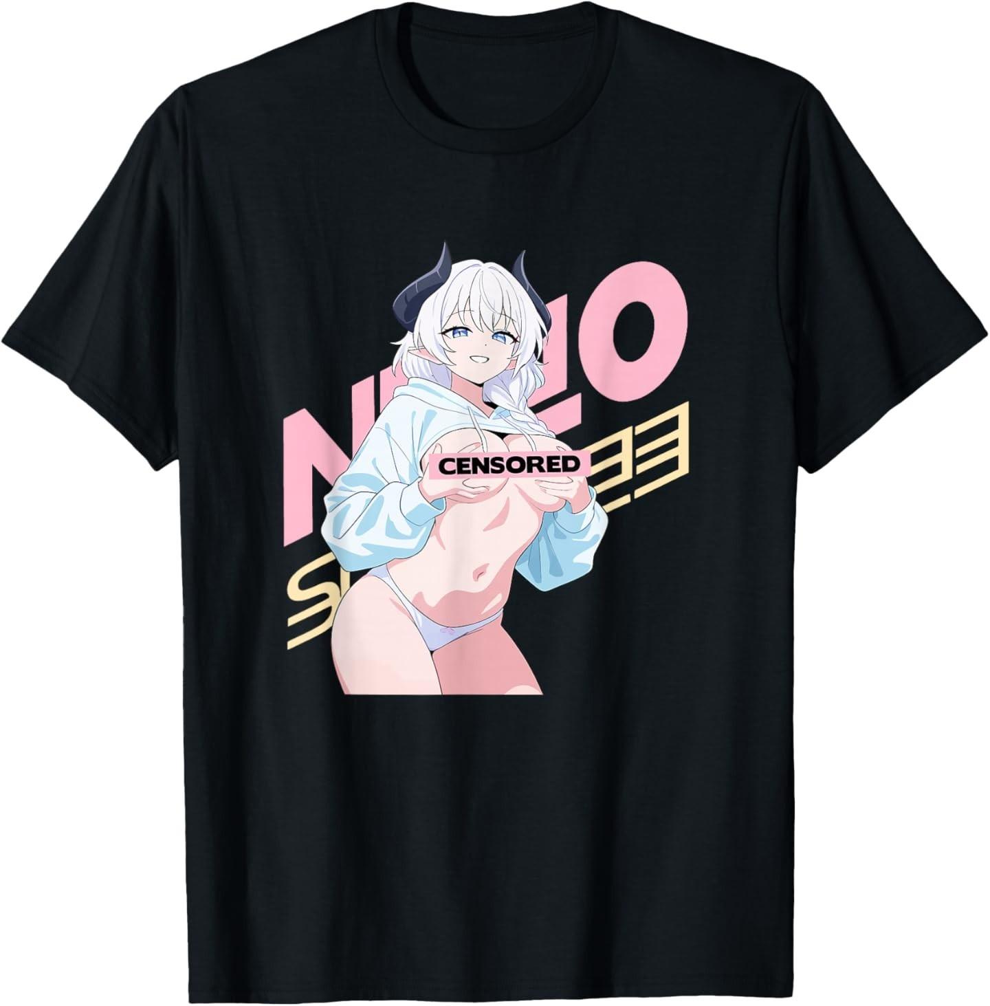 Waifu Sexy Anime Horns Japanese Retro Art T-Shirt 3XL
