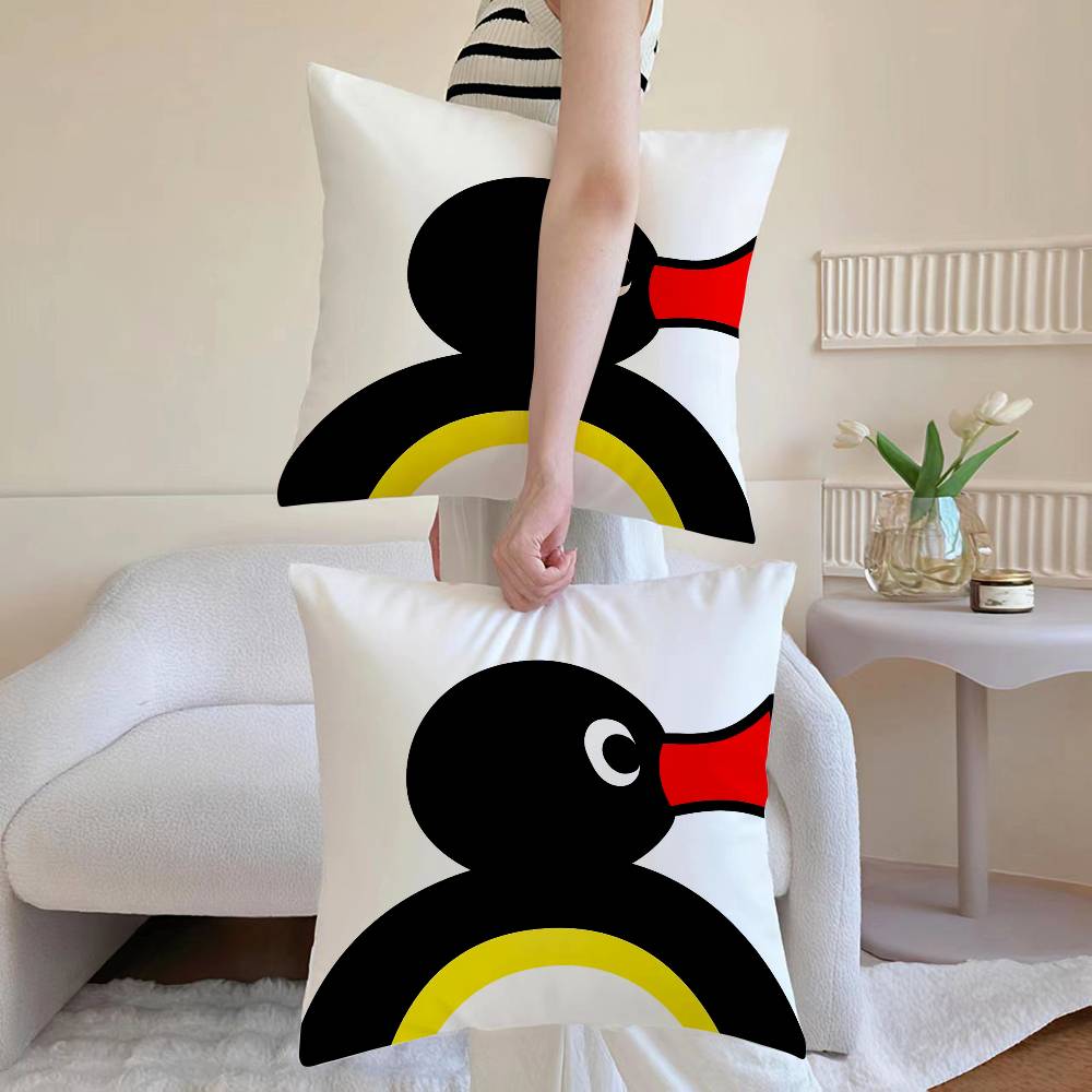 Cute P-Pingu Pillow Case Sofa and Living Room Decorative Cushion Covers Dust-proof and Mite-proof Invisible Zipper