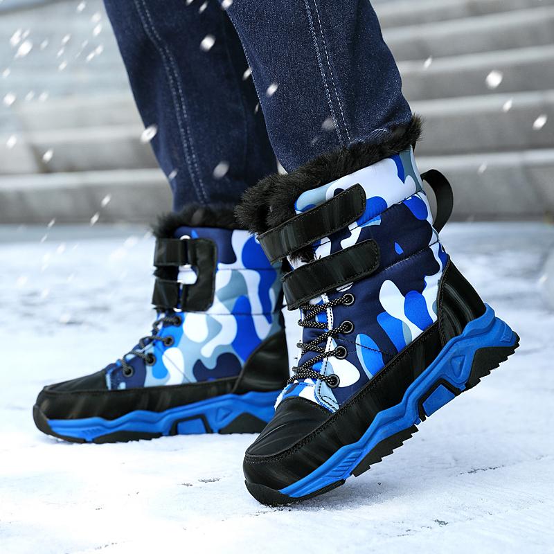 Winter Children's Plus Size Anti Slip Wear-resistant and Plush Warm Outdoor High Top Cotton Shoes Snow Boots