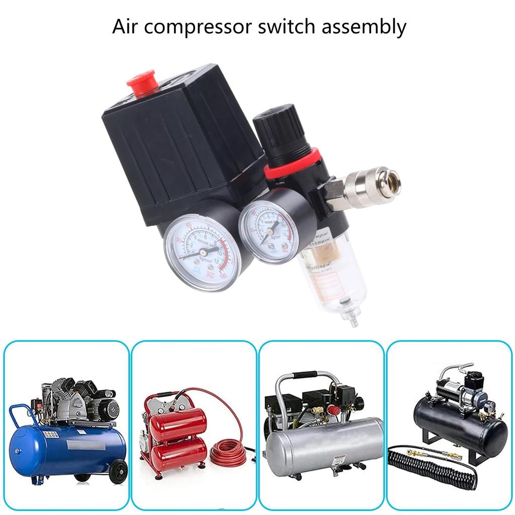Air Compressor Pressure Switch with Integrated Manometer & Water Separator Pressure Control Valve for Compressors