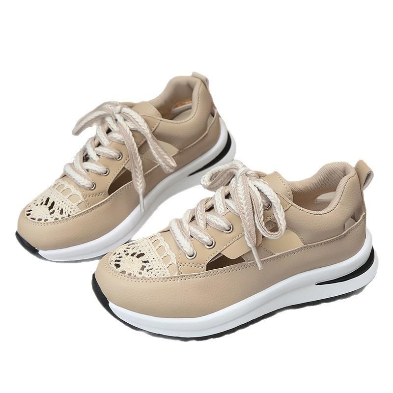 Women's Plus Size Hidden Platform Athletic Sneakers with Breathable Mesh Cut-Out Detailing – Stylish Casual Fashion for All-Day Comfort