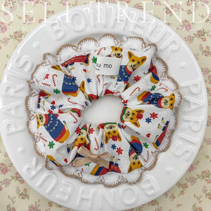 Corgi Reindeer New Year Handmade Christmas Bow Hair Tie Accessory
