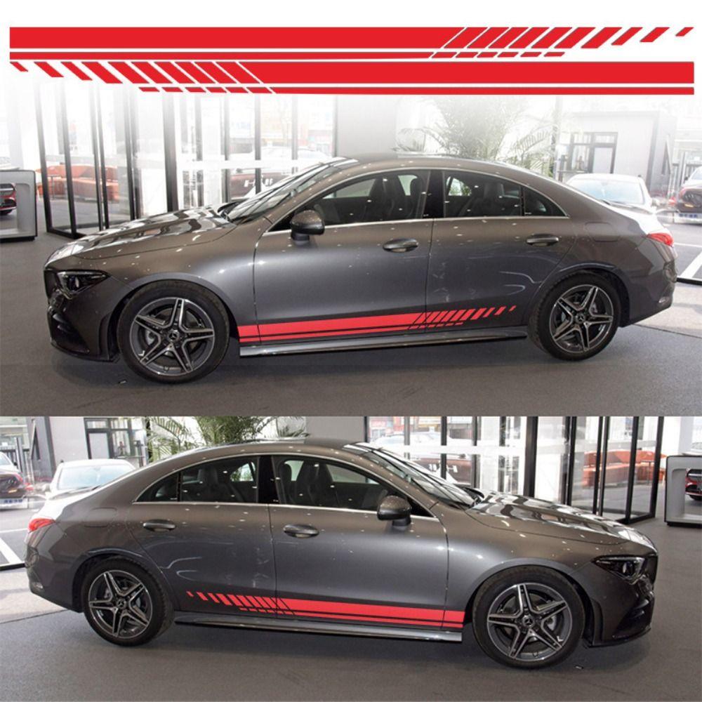 2Pcs PVC Car Body Side Decal Multi-color Racing Stripe Graphic Stickers Car Side Stickers  Auto