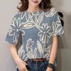 Fashion European and American Women's T-shirt Plant Flower Pattern 3D Printing Casual Women's Round Neck Short Sleeve Top