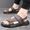 Sandals men's leather summer cowhide beach shoes 2025 new car wear non-slip dual-purpose dad men's sandals