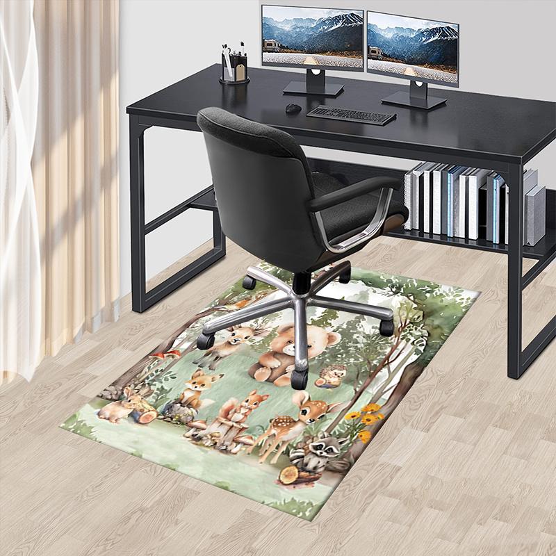 Woodland Animal Chair Mat Office Carpet Oversized Rug Home Decor Sofa Mat for Bedroom Living Room Gift Suitable for Various Rooms