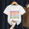 Big Sister Little Sister Print Tshirt for Girl Siblings Matching Outfit Tops Summer Sibling T Shirt Retro Children Clothes Tee