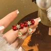 Diamond Snowflake Christmas Tree Pearl Stud Earrings Christmas Atmosphere Versatile Earrings Light Luxury Earrings