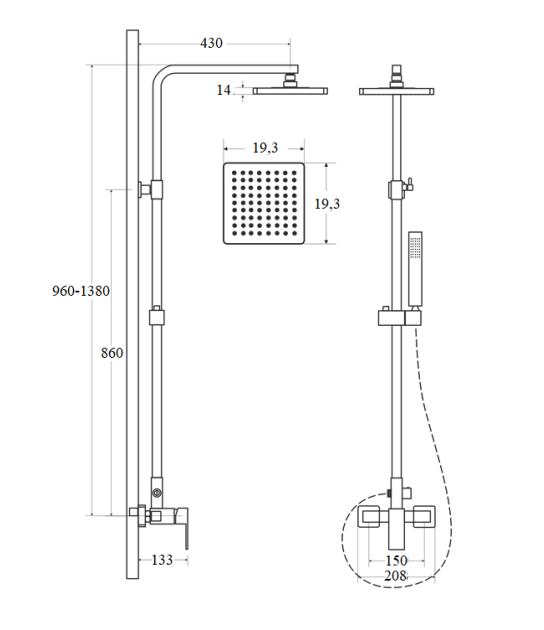 MODERN VARIUM black shower set with Besco thermostat