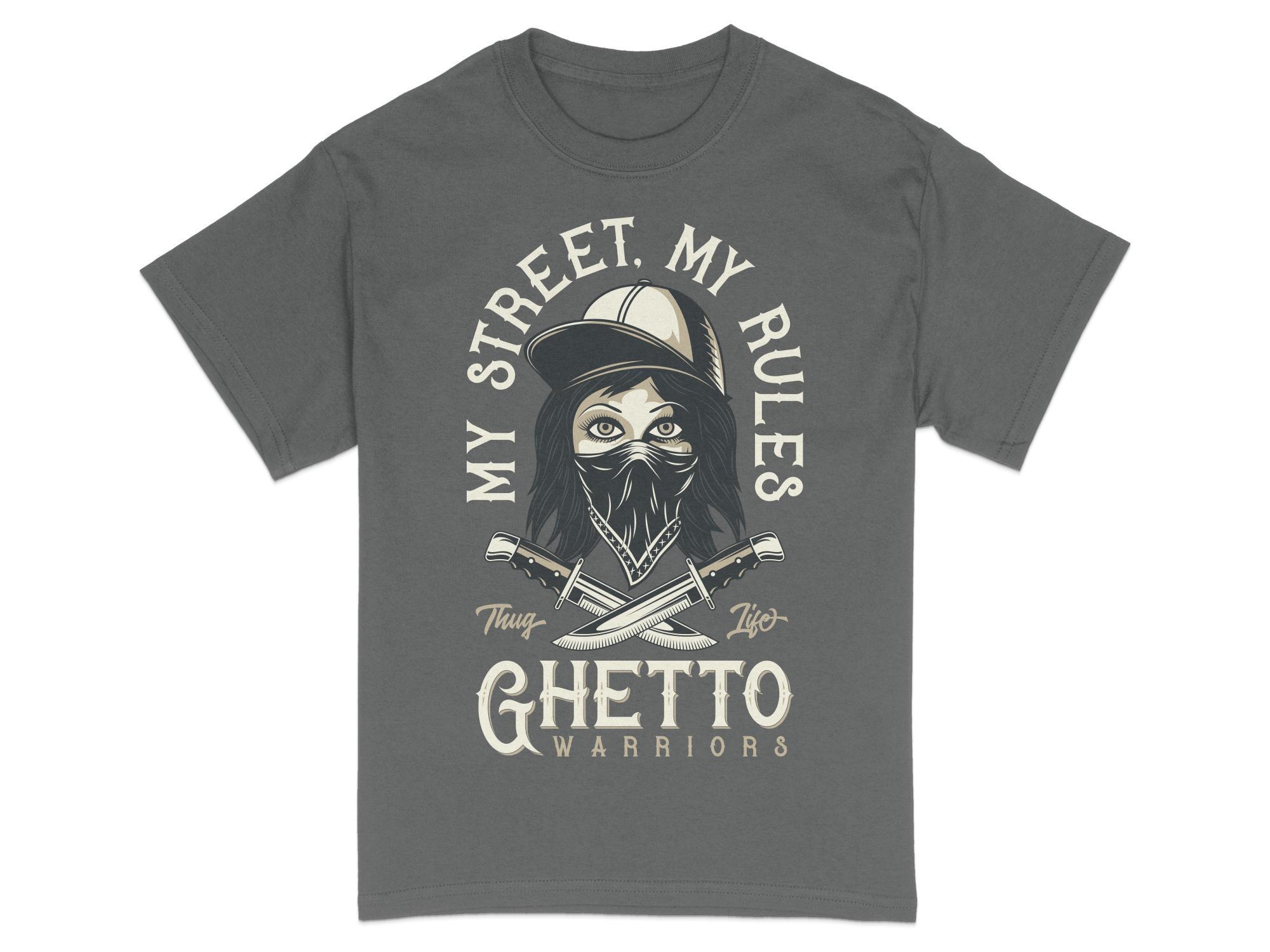 

Ghetto Warriors Graphic Tee Urban Streetwear HipHop Style Summer Mens and Womens Loose and Breathable Tshirt Top 4XL