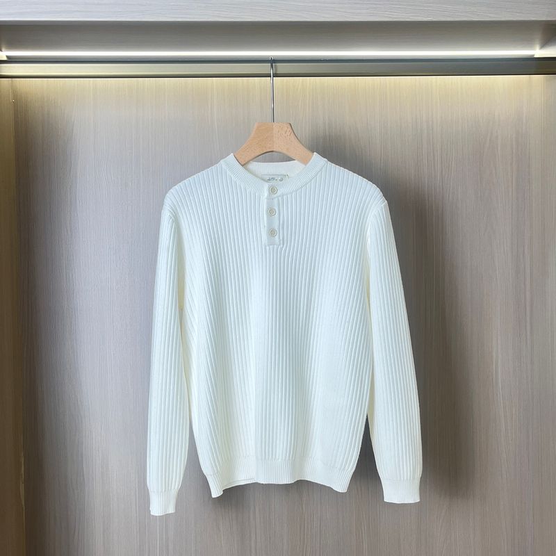 High-End Henry Collar Sweater for Men, Skin-Friendly and Delicate, Autumn and Winter Stretchy Casual Round Neck Knit Base Shirt