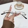 New Metal Semi-Rimmed High-Definition Photochromic Myopia Glasses Unisex Fashionable Trendy Versatile Eyewear 0 To -4.0