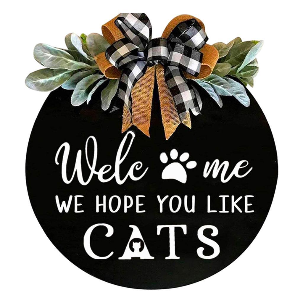 

Welcome Sign Door Hanger Wreath Hope You Like Dog/Cat Farmhouse Decor