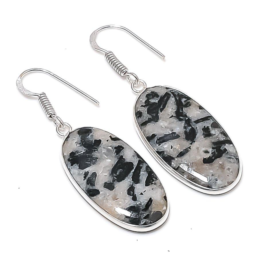 Натуральный камень Глаукофан Драгоценный камень Ювелирное изделие из стерлингового серебра 925 пробы Серьга 1.89  AEE-10794