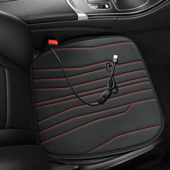 12V Heated Car Seat Cushion 17.72"x17.72" Thick Memory Foam Seat Protector Pad Anti-Slip Bottom Car Seat Pad for Car Office Home Use