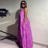 European, American Summer New African Casual Ethnic Style Neck Backless Loose Dress Women