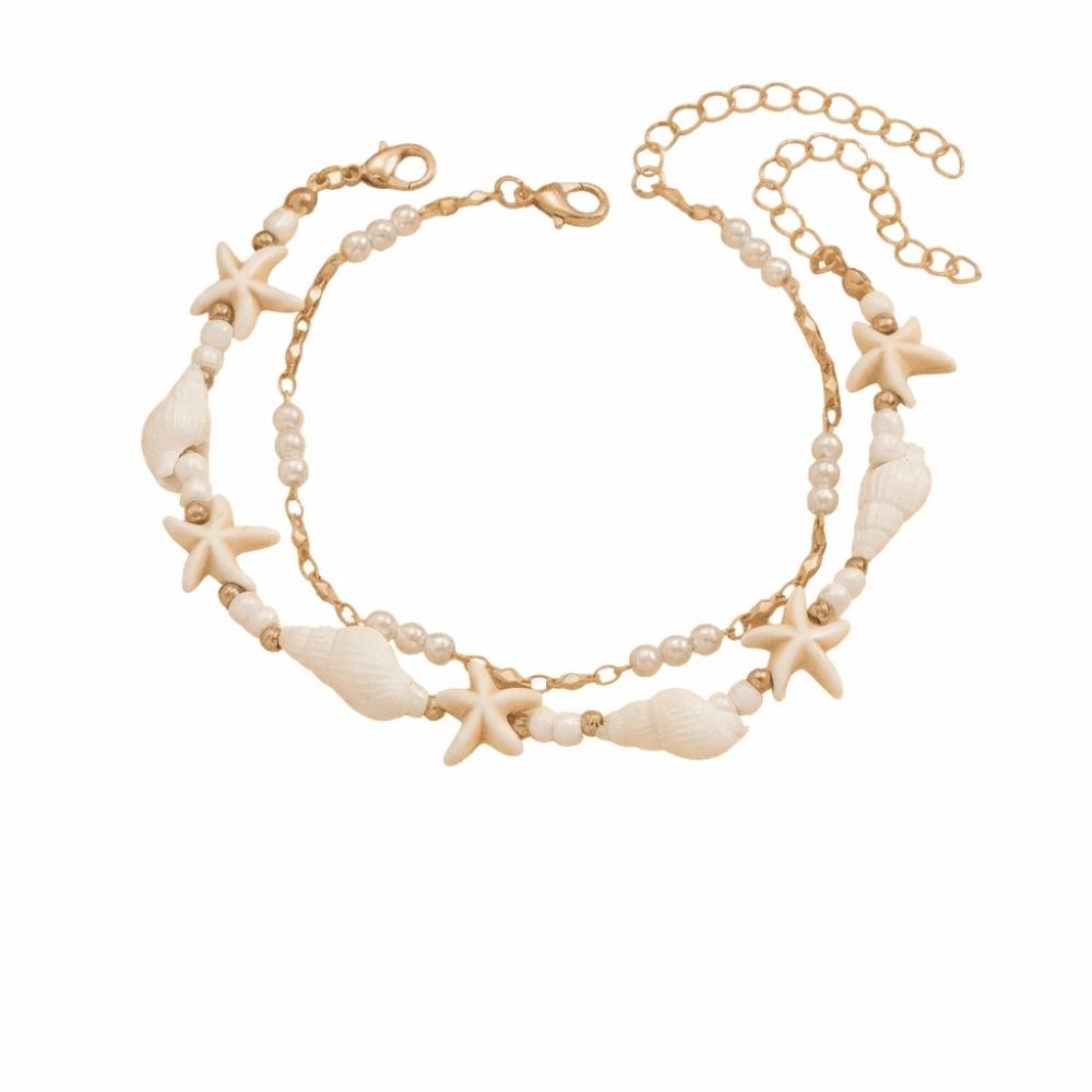 Chaîne de Pied Étoile de Mer Perle Bijoux de Plage Simple Cheville Perles Vacances