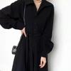 Hepburn French Retro Slimming Long Sleeve Black Dress for Women - Spring/Autumn