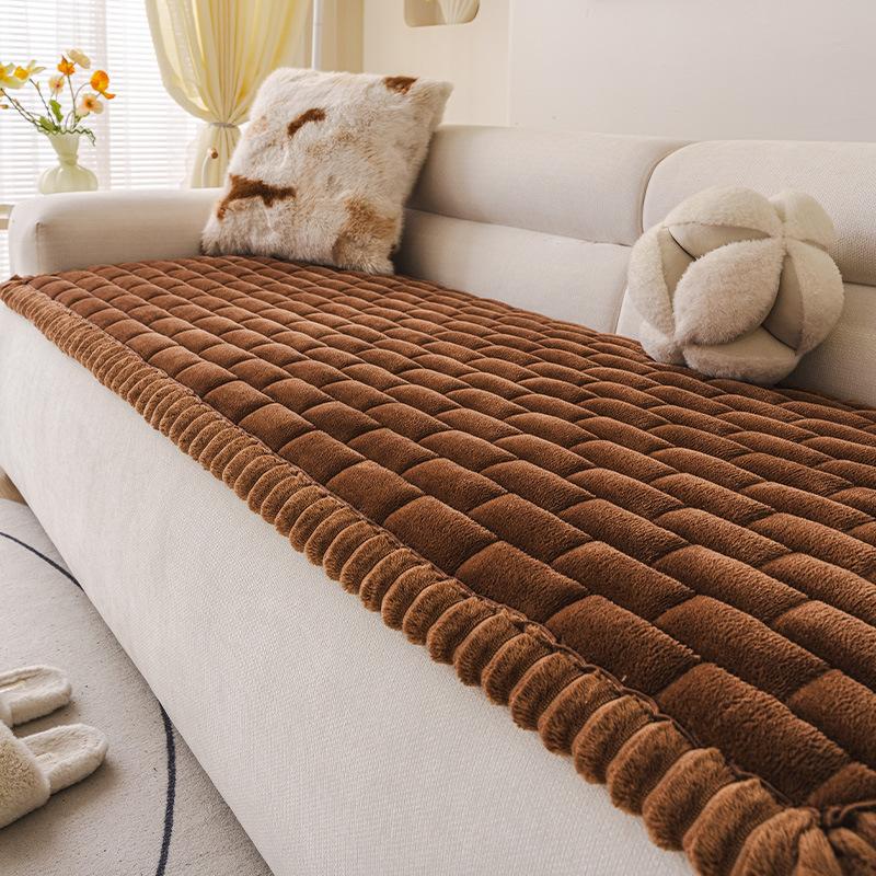 Delicate Wide Bording Sofa Pad Flannel Autumn and Winter Sofa Cushion Thick and Warm Winter Cushion Straight Sofa Cushion Couch Cover