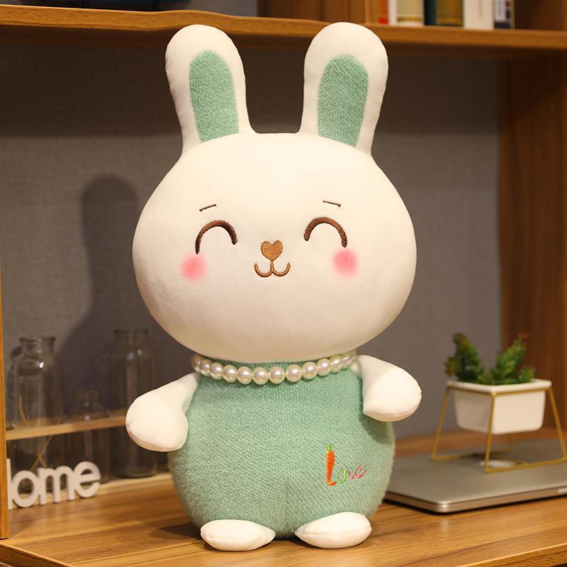 Cute Smiling Pearl Rabbit Plush Toy Soft Stuffed Animal Doll Gift for Baby Girl Birthday Decor