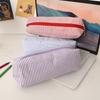 Stripe Design Pen Bag Seersucker Pen Pouch Simple Stationery Organizer  Back to School