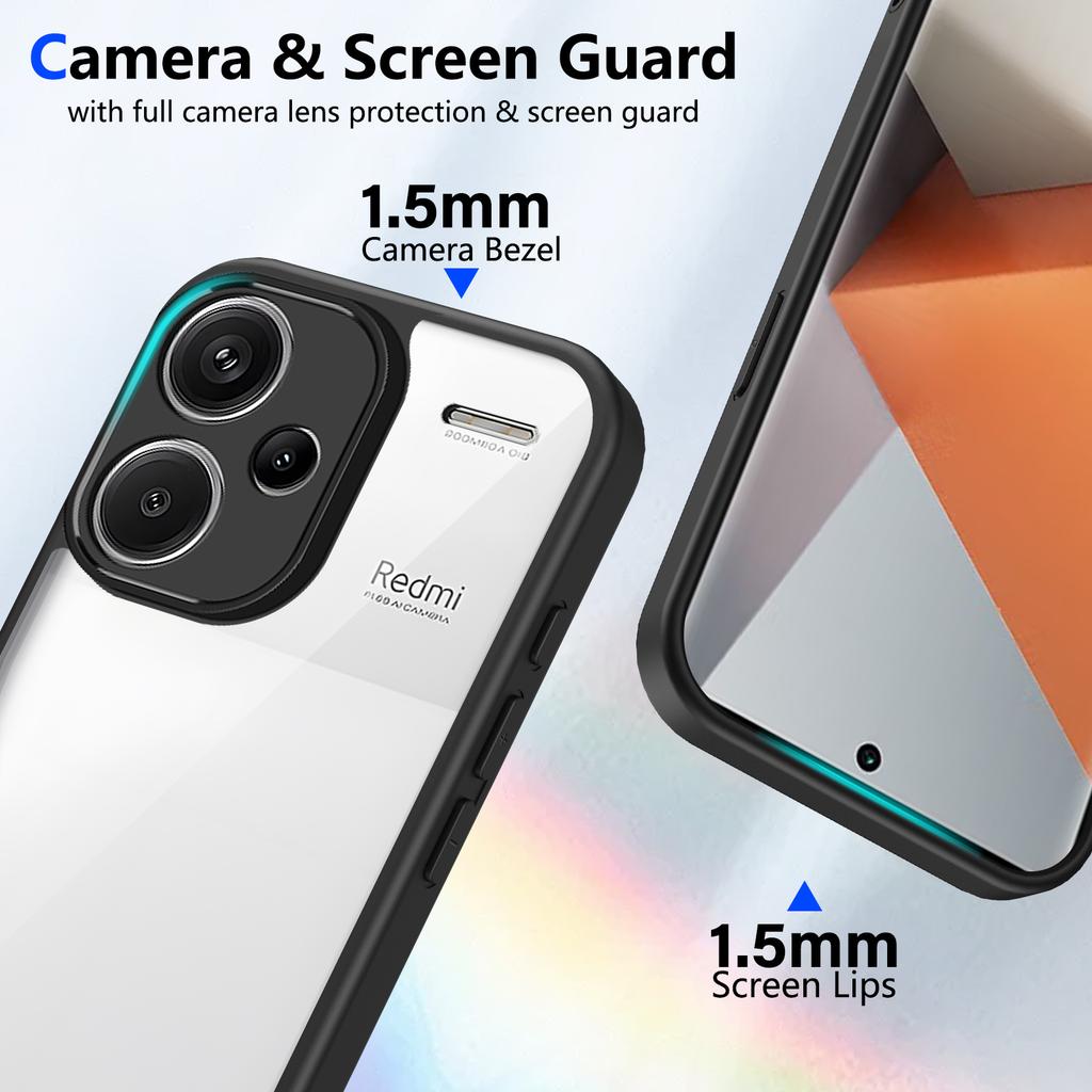 För Xiaomi Redmi Note 13 Pro Plus 5G Fodral Luftkudde Silikonstötfångare Genomskinligt Matt Baksidesskydd Hårt Fodral för Redmi Note 13 Pro+