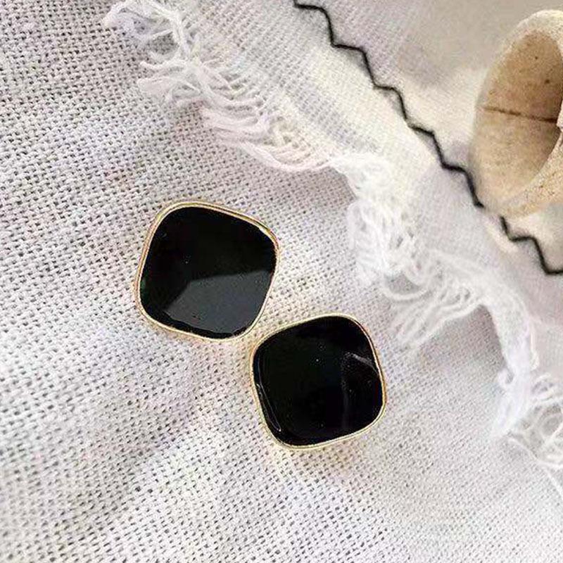 Geometric Green Retro Korean Square Earrings for Women