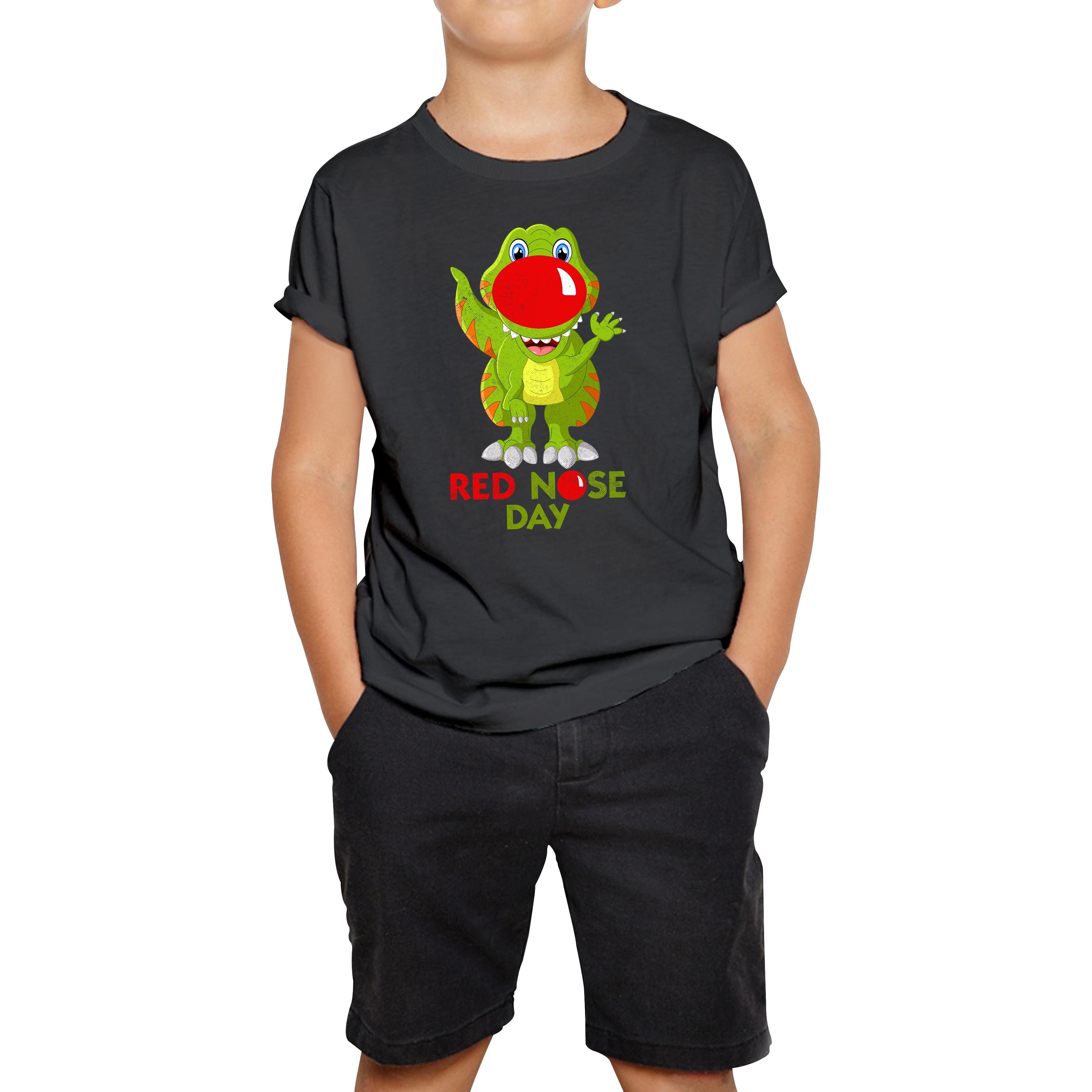 Funny Dinosaur Red Nose Day Kids T Shirt 160