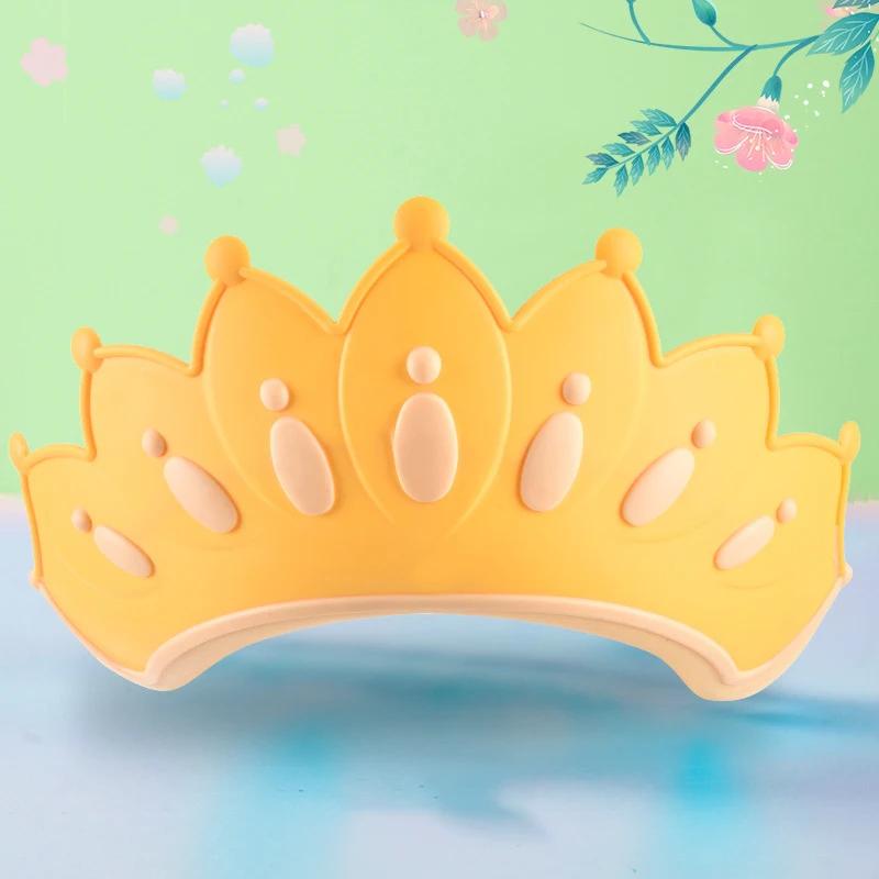 Children Waterproof Shampoo Cap Crown Baby Shower Cap Adjustable Size Cartoon Bath Visor Infant Hair Shield Ear Protection