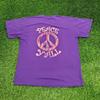 VTG Peace Signs T-Shirt Large 22x26 Purple Y2K