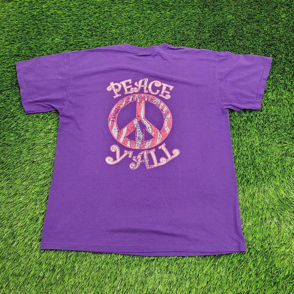 VTG Peace Signs T-Shirt Large 22x26 Purple Y2K