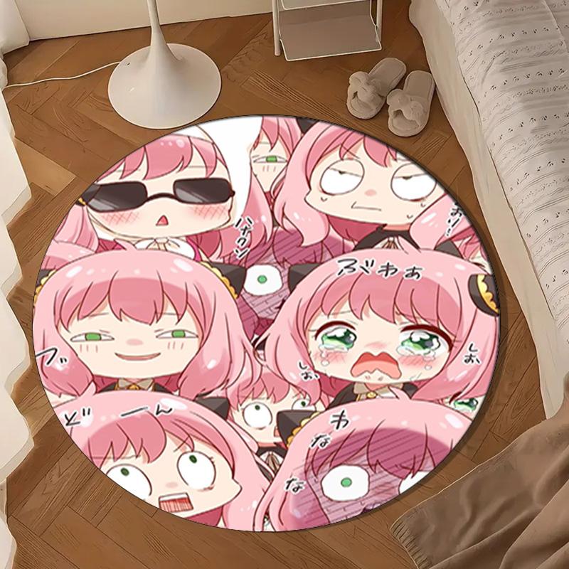 Cute Anime Spy Famliy Round Rug for Livingroom,Bedroom, Palyroom, Chair Rug, Area Rug, Circle Carpet, Large Size Fan Christmas Gift