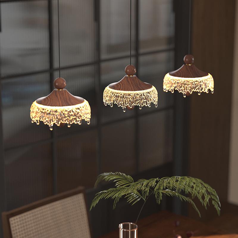 Mid-Century Style Walnut Pendant Light for Living Room, Dining Room, Hallway, Entrance, and Corridor Decor.