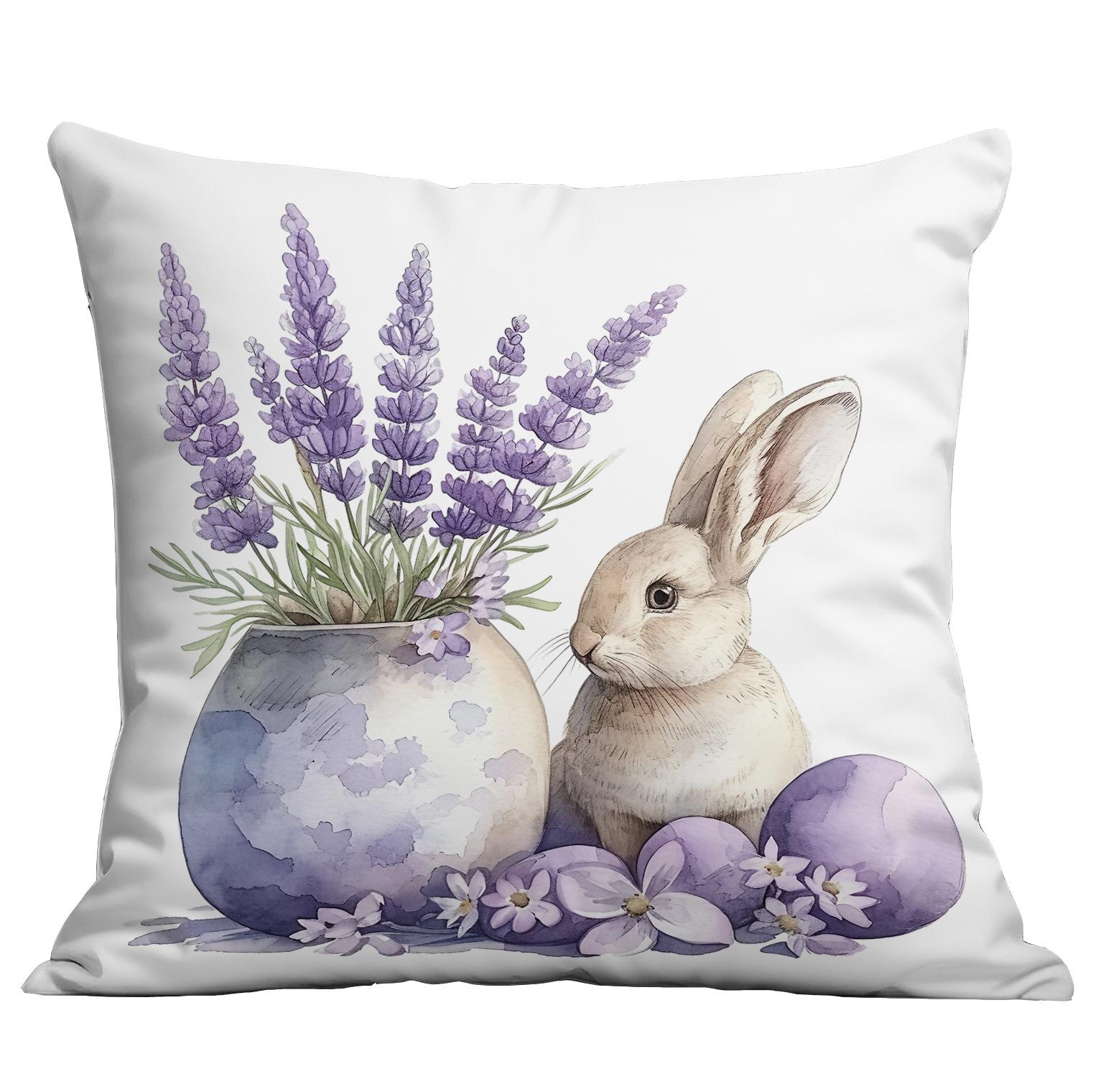 

New Easter Egg Rabbit Pillow Case Peach Skin Fleece Hot Selling Cushion Pillow Case Cushion Case 45 * 45Cm