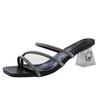 Aphixta 6cm Transportant Heel Sandals Party Shoe Women Square Heel Slides Crystal Narrow Band Zapatos Mujer Elegant Woman Sandal