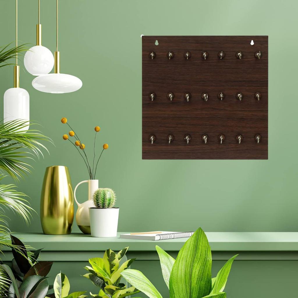 Schlüsselanhänger aus Holz, hochwertig, zum Aufhängen an die Wand, 21 Haken (Braun)