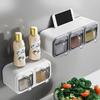 Kitchen Wall Mount Jars for Spices Salt and Pepper Shaker Seasoning Jar Spice Organizer With Spoons Condiment Organizer Box
