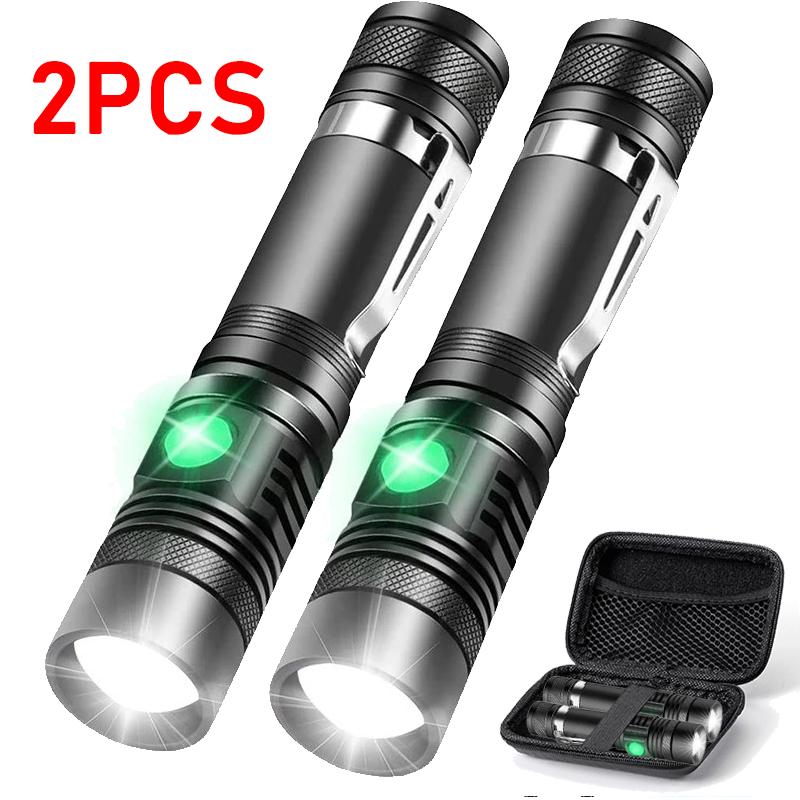 Super Bright T6 Flashlight USB Rechargeable Tactical Zoom Torch Portable Pen Clip Work Lamp Outdoor Camping Fishing Flashlight