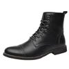 Amerikanische Cowboystiefel Herren Leder High-Top-Stiefel Britische Retro Lokomotive Stiefel Winter Samt Warm Martin Stiefel