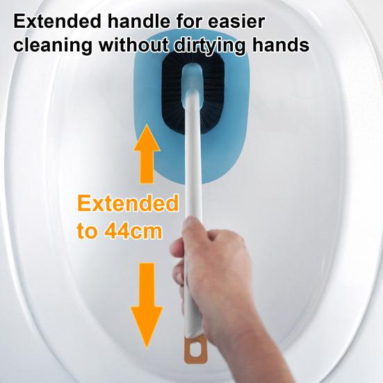 Wall Mounted Toilet Brush, Sanitary Toilet Scrubber with Hole-Free Design And Drainage Base, High-Density Bristles Non-Slip Handle Hygienic Cleaning