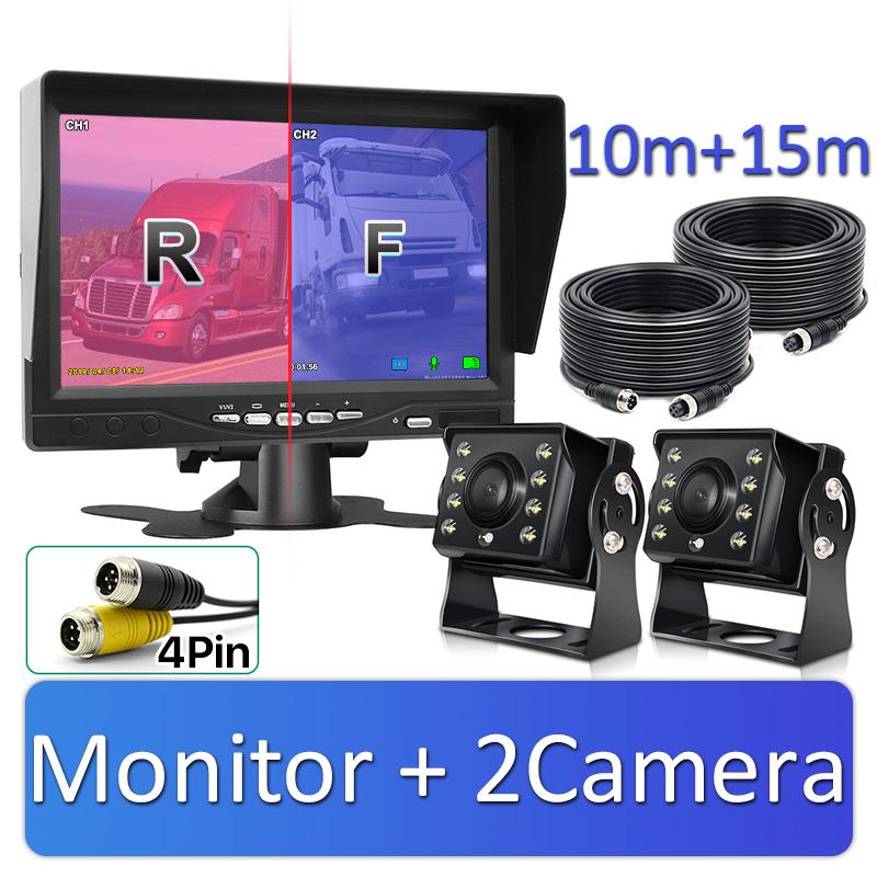 GreenYi AHD Recording DVR 7 Inch Car Monitor with 1920*1080P Vehicle Rear View Camera for Truck Bus Support SD Card