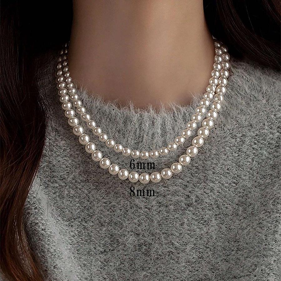 Elegant White Pearl Necklace Set: Multi-Spec Choker & Sweater Chain for Women