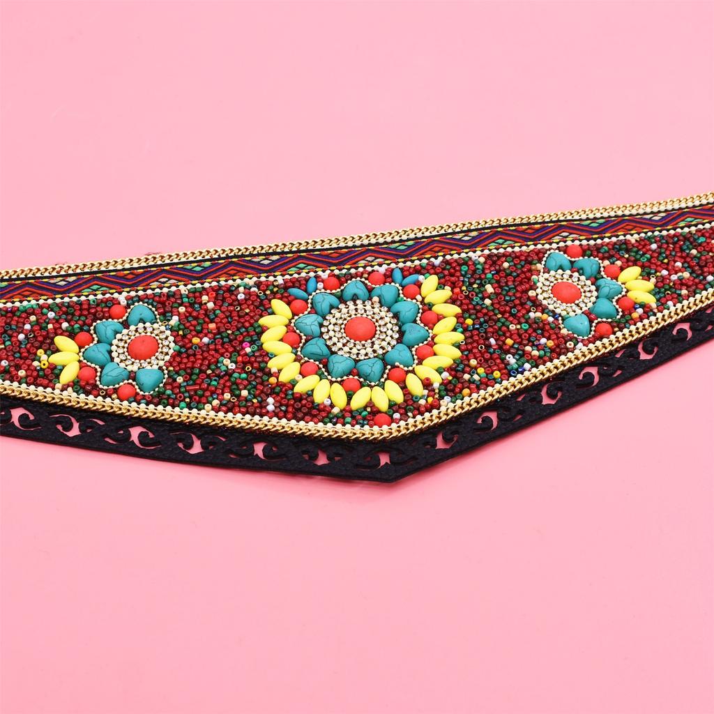 Bohemian Multicolor Beaded Belt Handwoven Adjustable Waistband For Women Ethnic Style Festival Accessory