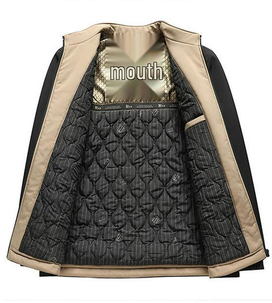 Mid-aged Men's Cotton Jacket for Autumn and Winter - Thick Casual Business Outerwear for Middle-aged and Elderly