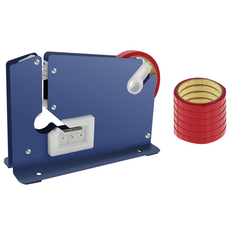 Manual Taper Dispenser With Trimmer Cutter Metal Bag Sealer With 7 Bag Sealing Tape Anti-Slip Supermarket Bag