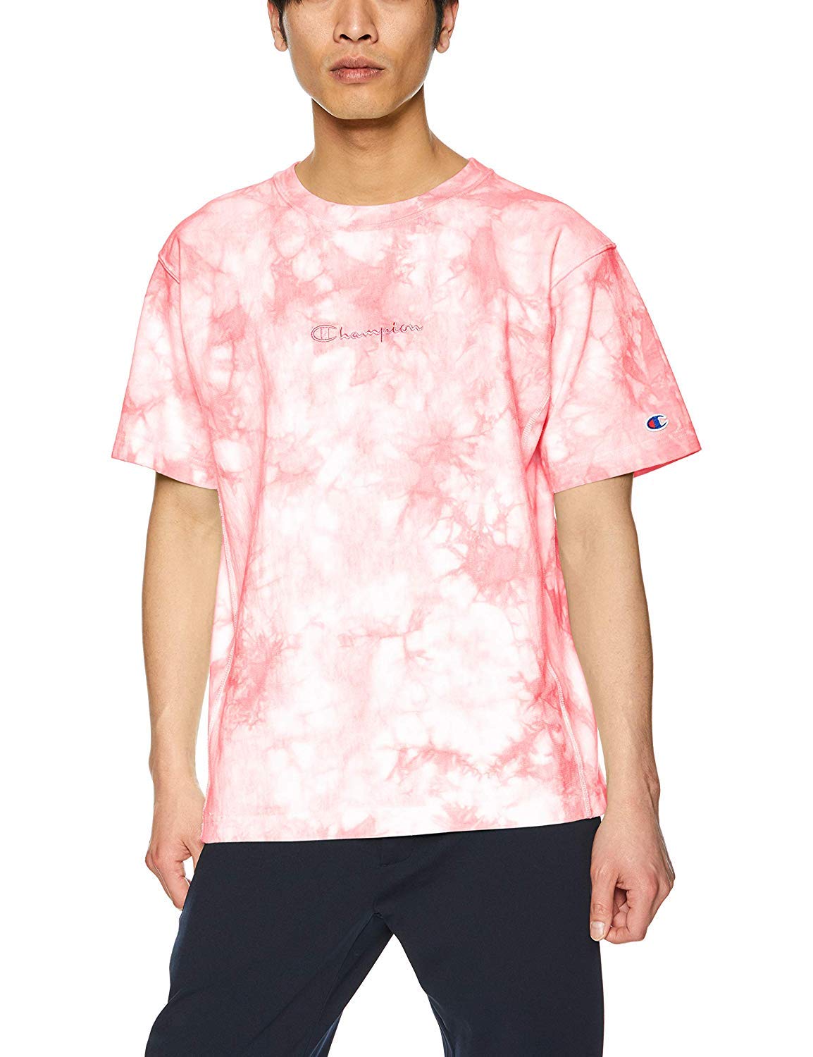 

Short Tie Dye Script Logo Short Sleeve S [Champion] T-Shirt, Sleeve, 100% Cotton, 9.4oz, Dye, Embroidery, T-Shirt, C3-P323, Men s, Red,
